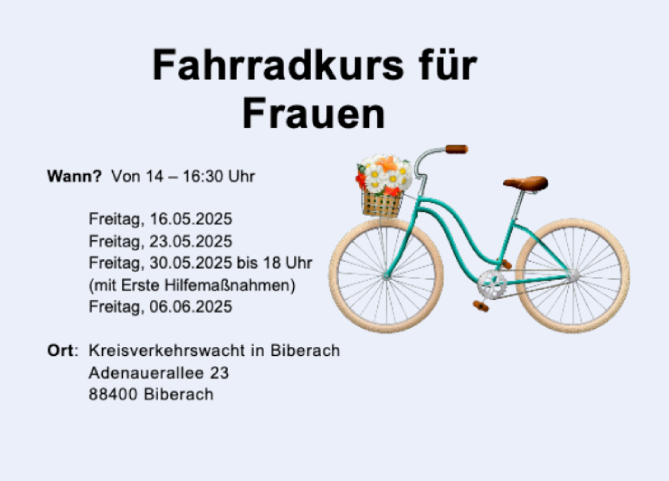 Fahrradekurs für Frauen